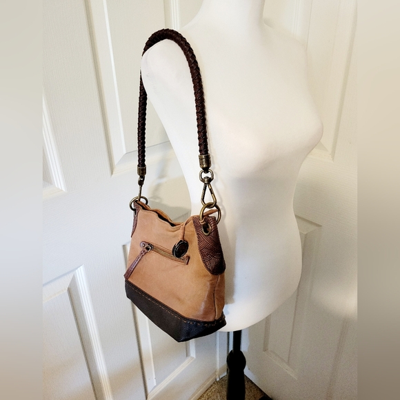 The Sak | Cute Brown Leather Braided Strap Shoulder Bag (OS) - Picture 10 of 16